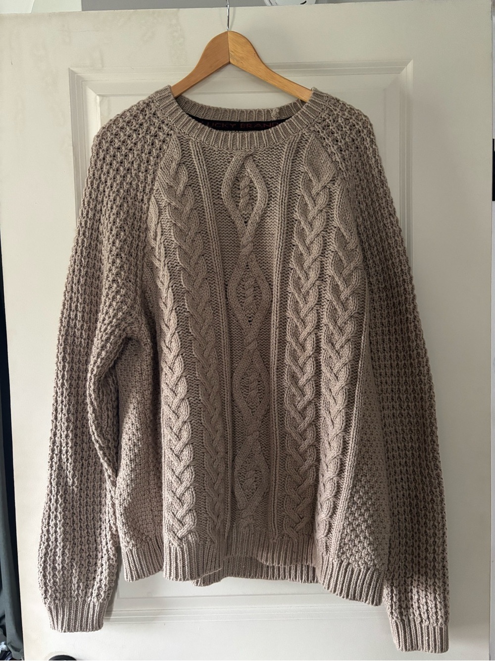 Lucky Brand Men’s Cableknit Sweater - Taupe Beige